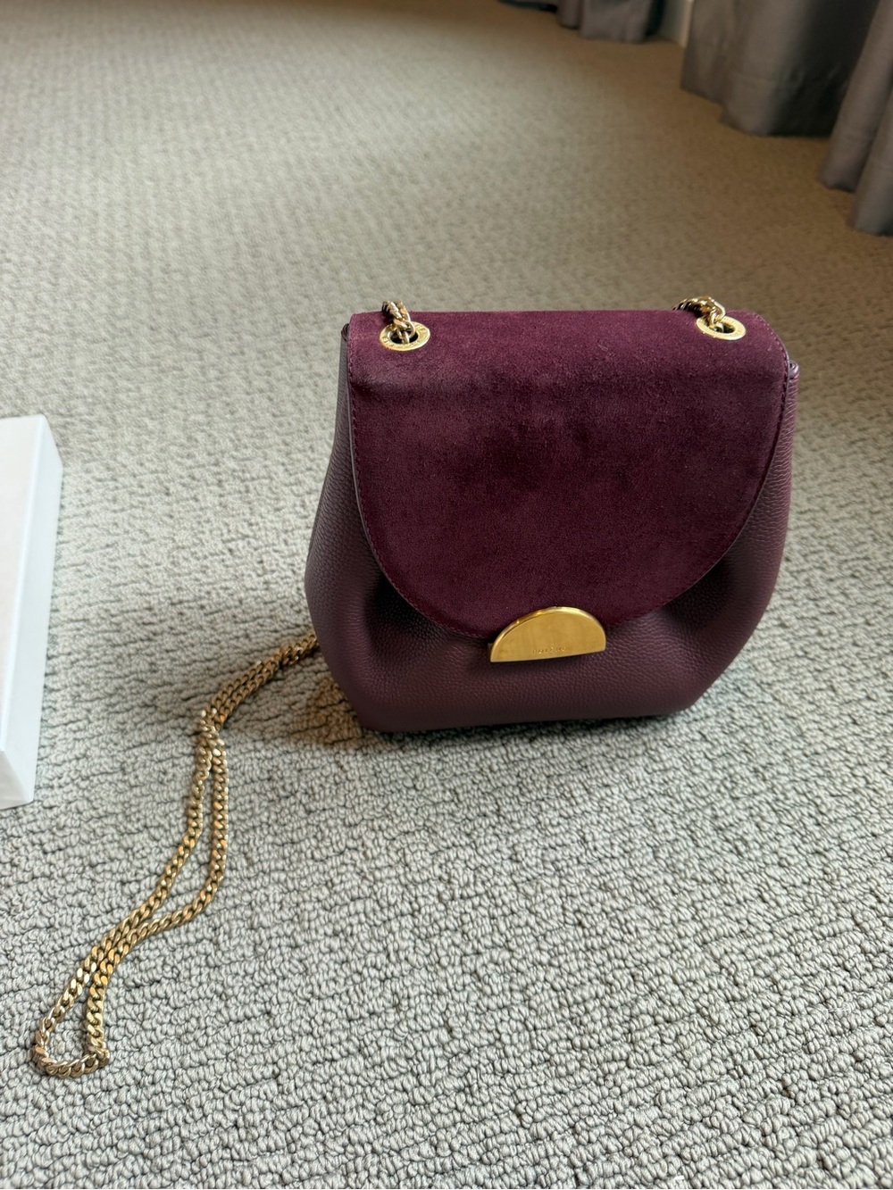 Polène Crossbody Bag in Burgundy and Gold - Picture 4 of 11
